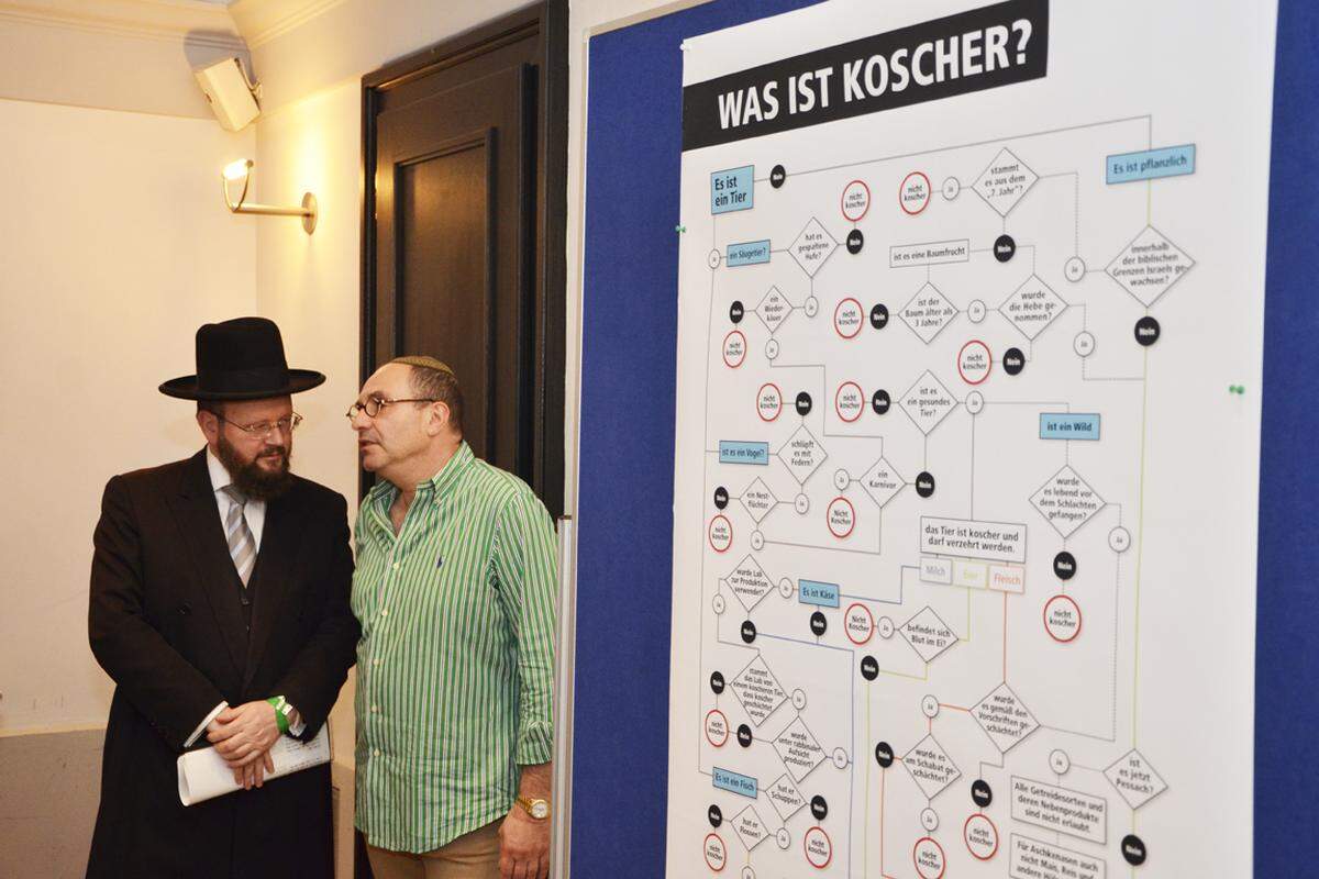 Viele Fragen der Besucher drehten sich rund um das Thema jüdisches Leben und Traditionen. Ein Plakat zeigt, was koscher - also für den Verzehr geeignet - ist.