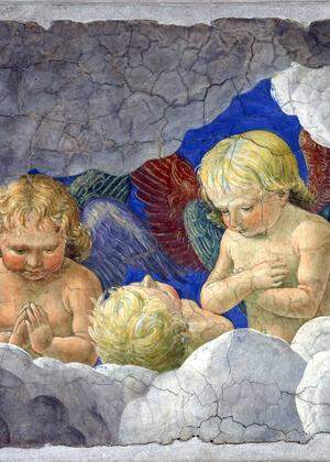 Kann Kunst Atheisten zu humaneren Atheisten, Christen zu besseren Christen machen? Im Bild die Engel von Melozzo da Forlì in der Kirche Santi XII Apostoli in Rom. 
