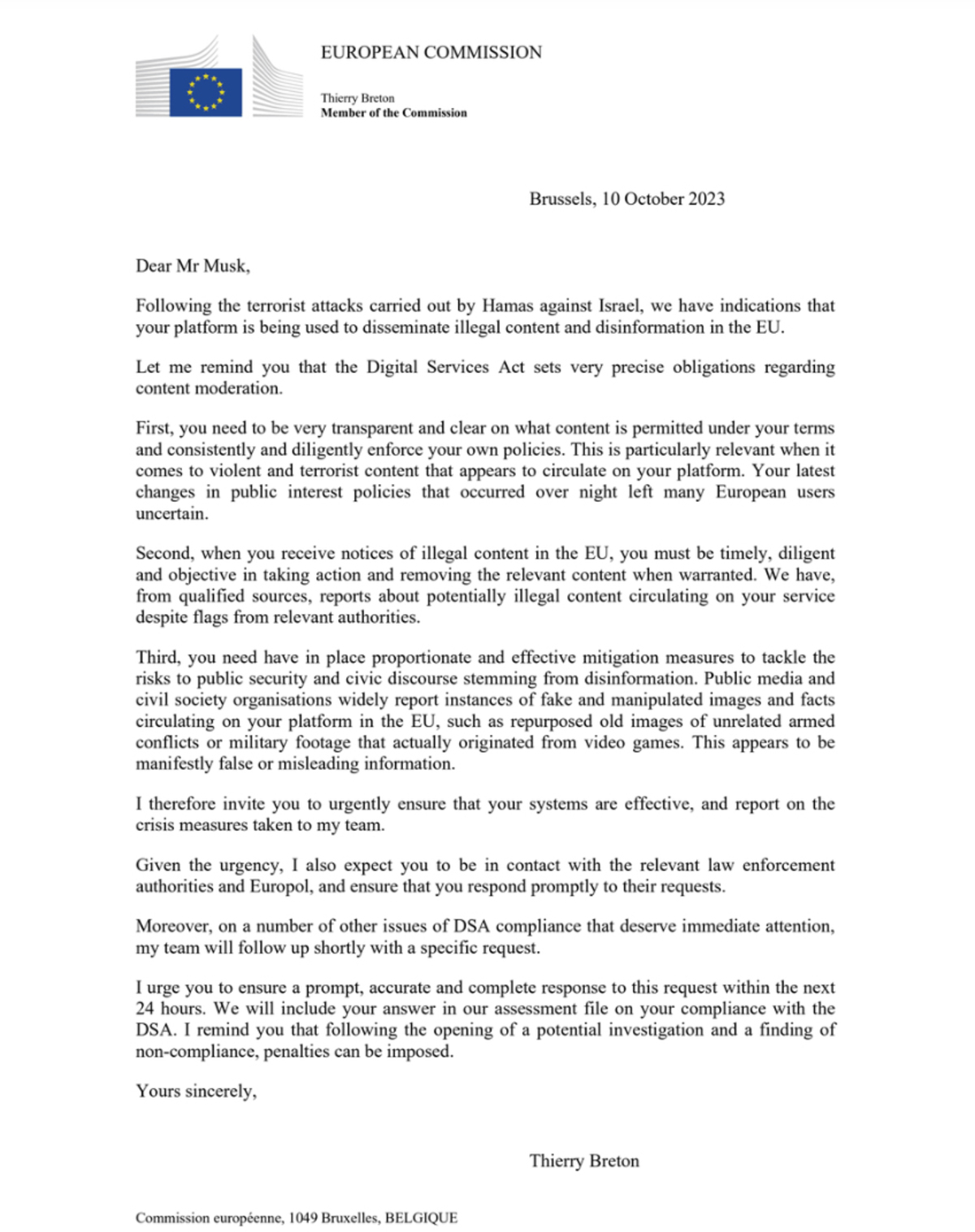 Der Brief an Elon Musk