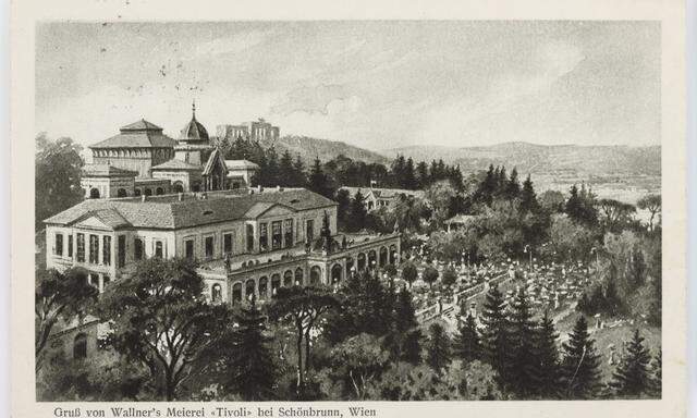 „Gruß von Wallner‘s Meierei ‚Tivoli‘ bei Schönbrunn, Wien“, 1913 